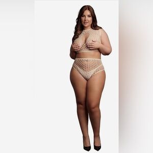 🦋B2G1🦋LE DÉSIR Duo Net Key Hole Bra Set Beige | QUEEN XL-4XL |